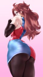 1girls android_21 android_21_(human) ass ass_focus big_ass blue_eyes brown_hair closer_(artist) clothed dragon_ball dragon_ball_fighterz dragon_ball_super earrings female female_only glasses hi_res highres long_hair milf solo solo_female thick_ass vomi_(dragon_ball) rating:Questionable score:252 user:FilthyHank69