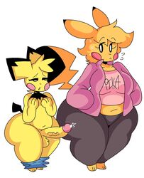 :< anthro anthrofied big_penis breasts casey_(lewd_dorky) cock cosplay_pikachu dork_boi duo erection female fur furry furry_only larger_female lewd_dorky male nintendo penis penny_thunder pichu pikachu pokémon_(species) pokemon pokemon_(creature) size_difference smaller_male tagme tail thick_thighs wide_hips rating:Explicit score:51 user:Rapattack12