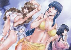 4girls bikini cleavage female female_only gundam gundam_00 human marina_ismail multiple_females soma_peries sumeragi_lee_noriega swimsuit type_90 wang_liu_mei rating:Explicit score:36 user:bot