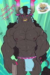 anthro asterius_(hades) balls bottomwear bovid bovine bulge_through_clothing clothing european_mythology facial_piercing genitals greek_mythology hades_(game) hi_res horn humanoid loincloth male male_only mammal minotaur muscular muscular_anthro muscular_male mythology nipples nose_piercing penis piercing pink_eyes scar scullvi solo theseus_(hades) vein veiny_penis rating:Explicit score:32 user:bot