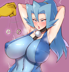 ahe_gao armpits arms_behind_head belly_button big_breasts blush breasts choker clair_(pokemon) drooling erect_nipples erect_nipples_under_clothes female femsub harunori_oogami hypno hypnosis mind_control navel navel_line nintendo nipples nipples_visible_through_clothing open_mouth pokemon pokemon_gsc saliva skin_tight skinsuit slim_waist sweating sweaty tongue wide_hips rating:Explicit score:330 user:horsecock-whore