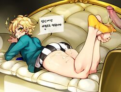 2boys ashikaga_hyouta bishounen_(series) bishounen_tanteidan blonde_hair blonde_male clothes clothing cum cum_on_body cum_on_lower_body doppel feet femboy footjob male male_only multiple_boys penis smile solo_focus thighs uncensored yaoi yellow_eyes rating:Explicit score:747 user:SoulDemon777