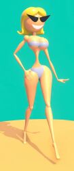  3d animated ass big_ass big_breasts blender blonde_hair bouncing_breasts breasts doll doll_joints gluttondemon huge_ass huge_breasts knick_knack light_blue_background light_blue_bikini narrow_waist plastic short_hair smile strutting sunglasses sunny_miami swaying_hips thighs thin_waist tiptoes walk_cycle walking  rating:explicit score: user:bot