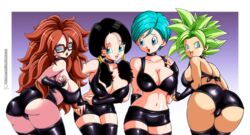 4girls android_21 android_21_(human) ass black_bra black_hair black_stockings blue_eyes blue_hair breasts bulma_briefs cleavage dragon_ball dragon_ball_fighterz dragon_ball_super dragon_ball_z female female_only franfuentesart2 glasses green_eyes huge_ass huge_breasts kefla milf multiple_girls shounen_jump smile teenage_girl teenager videl vomi_(dragon_ball) rating:Questionable score:141 user:Duncan33303