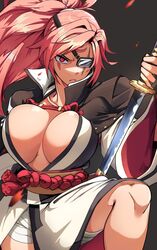 baiken big_breasts breasts chicks61665407 eye_patch guilty_gear huge_breasts niwatorigun pink_hair red_eyes samurai scar scars thick traditional_clothes rating:Explicit score:91 user:Fumeknight1