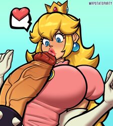 1boy 1girls big_penis blonde_hair blue_eyes bowser cock_ring crown earrings female female_focus heart huge_cock long_hair looking_at_penis male mario_(series) monster_cock mrpotatoparty nintendo penis penis_awe penis_poke pink_lips princess_peach simple_background spiked_cock_ring spiked_glans unseen_male_face veiny_penis rating:Explicit score:163 user:BlueVertig0