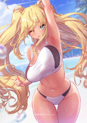 big_breasts bikini bouncing_breasts busty dark-skinned_female dumbbell_nan_kilo_moteru? huge_breasts sakura_hibiki_(dumbbell_nan_kilo_moteru?) teenager thick_thighs wide_hips rating:Questionable score:116 user:deleted8419