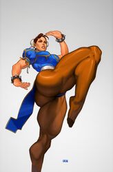 1girls ass big_ass blue_dress brown_eyes brown_hair brown_legwear bubble_butt bun_cover capcom china_dress chinese_clothes chun-li cross-laced_footwear double_bun earrings fighting_stance huge_ass iranon leg_up lips muscular_female muscular_legs muscular_thighs no_shoes pantyhose pearl_earrings pelvic_curtain puffy_short_sleeves sash side_slit solo spiked_bracelet spikes street_fighter street_fighter_ii thick_thighs rating:Questionable score:202 user:animeboy12