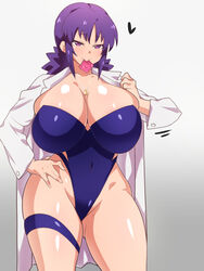 1girls 2022 breasts cleavage condom condom_in_mouth dd_(artist) female female_only hand_on_hip highleg_swimsuit hips huge_breasts labcoat naughty_face necklace one-piece_swimsuit philena_ivy pokemon pokemon_(anime) pokemon_professor purple_eyes purple_hair purple_swimsuit ring_necklace short_hair simple_background slim_waist suggestive_look swimsuit thick_thighs thighs wide_hips rating:Questionable score:187 user:ZetaReborn