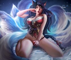 9_tails ahri animal_ear_fluff animal_ears animal_girl big_breasts black_hair breasts busty cleavage clothing curves curvy curvy_body curvy_female curvy_figure curvy_hips eyelashes eyeliner eyeshadow facial_markings female fluffy fluffy_ears fluffy_tail fluffy_tails fox fox_ears fox_girl fox_tail furry_tail hips hourglass_figure humanoid inner_ear_fluff kemonomimi kitsune large_breasts league_of_legends light-skinned_female light_skin lips lipstick long_hair multiple_tails nine_tailed_fox pale-skinned_female pale_skin riot_games tail thick_thighs thighs vastaya video_games wikausa wikusa yellow_eyes rating:Explicit score:44 user:LewdVesani