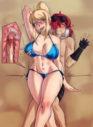 artist_self-insert beach bikini blonde_hair breasts clothed_sex clothing cross_section cum cum_in_pussy cum_in_uterus cum_inside female female_on_top femboy femboy_on_female femboydom legs_together long_hair lying_on_back metroid nintendo nonosamu open_mouth original_character penetration penis samus_aran sex smile straight tomboy uterus vaginal_penetration waving woman_on_top rating:Explicit score:164 user:Bob_the_Guy