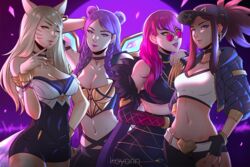 4girls ahri akali armpits arms_behind_back arms_up athletic athletic_female big_ass blonde_hair cap cleavage clothing evelynn eyewear female female_only fox_ears hat hi_res k/da_ahri k/da_akali k/da_evelynn k/da_kai'sa k/da_series kai'sa koyorin league_of_legends light-skinned_female looking_at_viewer looking_over_eyewear looking_over_glasses looking_over_sunglasses midriff popstar purple-tinted_eyewear riot_games strapless strapless_leotard strapless_top strapless_topwear succubus sunglasses thick_thighs tight_clothing tight_fit tinted_eyewear tubetop wink rating:Questionable score:172 user:deleted7316