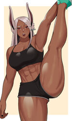 1girls 2022 abs big_breasts black_nail_polish black_nails bunny_ears bunny_girl dark-skinned_female dark_skin female flexible fully_clothed gud0c huge_breasts large_breasts looking_at_viewer miruko muscle muscle_tone muscles muscular muscular_arms muscular_female muscular_legs muscular_thighs my_hero_academia nail_polish rabbit_girl rabbit_humanoid rumi_usagiyama shoes shoes_only shounen_jump six_pack sneakers solo sports_bra sports_shorts stretching thick_thighs thunder_thighs toned toned_female white_hair wide_hips workout_clothes workout_clothing rating:Safe score:315 user:Uglydude452