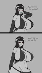 1futa arm_up belly belly_button big_breasts big_penis black_hair black_panties breasts bulge choker cleavage clothed clothing demon demon_girl demon_horns english_text fibilis fingerless_gloves flaccid_penis futa_only futanari gigantic_breasts gigantic_penis gloves grey_skin hime_cut huge_breasts huge_cock humanoid humanoid_penis large_breasts long_gloves long_hair looking_at_viewer mostly_nude panties penis phalia red_eyes smug solo standing straps succubus talking_to_viewer text thick_thighs wide_hips rating:Explicit score:554 user:FoolishTool