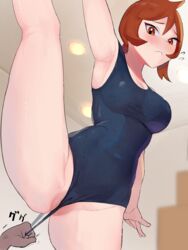 1girls 2022 arezu_(pokemon) blush breasts disembodied_hand embarrassed female flexible gatchan hi_res hips indoors large_breasts nintendo one-piece_swimsuit pokemon pokemon_legends:_arceus pussy red_eyes red_hair short_hair slim_waist standing_on_one_leg standing_split swimsuit swimsuit_pull thick_thighs thighs vagina vulva wide_hips rating:Explicit score:190 user:ZetaReborn