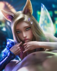 9_tails ahri alternate_costume alternate_hair_color alternate_hairstyle animal_ear_fluff animal_ears animal_girl blonde_hair blowjob clothed_female_nude_male clothing crystal_tail cute eyelashes eyeliner eyeshadow facial_markings fellatio female fluffy fluffy_ears fox fox_ears fox_girl fox_tail genitals humanoid inner_ear_fluff k/da_ahri k/da_series kemonomimi kitsune league_of_legends light-skinned_female light_skin long_hair looking_at_viewer male_pov multiple_tails nine_tailed_fox oral oral_sex pale-skinned_female pale_skin penis pov riot_games tail therealzoh vastaya video_games yellow_eyes rating:Explicit score:317 user:LewdVesani