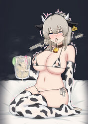 1girls bameong bikini blue_eyes breasts cow_bikini cow_ears cow_girl cow_horns cow_print cowbell cum cum_in_condom cum_in_container cum_in_glass ear_tag female female_only gokkun hi_res highres huge_breasts long_hair mature_female milf mother used_condom uzaki-chan_wa_asobitai! uzaki_tsuki white_hair rating:Explicit score:146 user:FilthyHank69