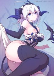 after_sex after_vaginal ahoge ass black_legwear blue_eyes breasts closed_mouth cum cum_in_pussy cumdrip elsword female hair_between_eyes horns large_breasts looking_at_viewer luciela_r._sourcream lying nipples on_side one_breast_out pointy_ears solo tail thighhighs waero white_hair rating:Explicit score:77 user:bot