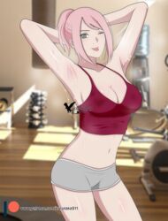 >:p 1girls 5:3_aspect_ratio after_exercise after_workout agung911 armpit_fetish armpit_pussy armpits arms_behind_head arms_up bare_arms bare_thighs blurry_background boruto:_naruto_next_generations breasts cleavage clothing cowboy_shot facial_mark female female_only female_solo forehead_mark fully_clothed green_eyes grey_shorts gym high_resolution kunoichi large_breasts mature mature_female medium_hair midriff milf naruto naruto_(series) one_eye_closed patreon_logo pink_hair ponytail presenting_armpit red_shirt red_tank_top sakura_haruno shirt short_ponytail short_shorts shorts showing_armpits sleeveless smelly_armpits smile smooth_armpits solo steaming_body steamy_armpits sweat sweating sweating_profusely sweaty sweaty_armpits tank_top thighs tied_hair tongue tongue_out url very_high_resolution watermark web_address wet wet_clothes wet_skin wink workout_clothes rating:Safe score:177 user:Inthedark