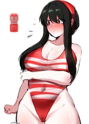 1girls arm_under_breasts belly big_breasts black_hair blush cosplay covered_navel embarrassed female female_only highleg_swimsuit kurenaiz1 looking_away navel onahole red_eyes red_swimsuit red_swimwear signature spy_x_family standing striped_swimsuit striped_swimwear swimsuit tagme tenga white_background yor_briar rating:Explicit score:188 user:GigaChadGuy