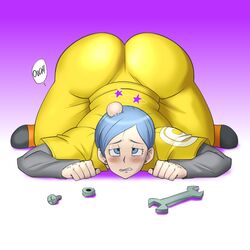 1girls all_fours ass big_ass blue_eyes blue_hair blush bruise bulma_briefs bump clothed dragon_ball dragon_ball_super dragon_ball_super_super_hero dumptruck_ass fat_ass female female_focus female_only front_view hi_res highres huge_ass jack-o_pose milf mother short_hair vanbrand rating:Questionable score:191 user:FilthyHank69