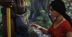 3d 3d_(artwork) big_penis biracial black_hair blender blender_(software) bobbysnaxey bulge_through_clothing chloe_frazer curious dark-skinned_male female inspecting interracial male outdoors outside tan-skinned_female uncharted uncharted_2 uncharted_the_lost_legacy rating:Explicit score:65 user:BobbySnaxey