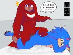 abs anal anal_sex anthro ass biceps blue_body blue_fur blurau brutalhero caught digital_media_(artwork) duo echidna english_text erection eulipotyphlan fur gay genitals green_eyes hair hedgehog hi_res knuckles_the_echidna male male/male male_only male_penetrated male_penetrating male_penetrating_male mammal monotreme muscular muscular_male nipples nude penetration penis pink_eyes red_body red_fur sega sex simple_background sonic_(series) sonic_the_hedgehog sonic_the_hedgehog_(film) sonic_the_hedgehog_(series) sonknux spanish_text text video_games rating:Explicit score:40 user:bot