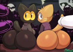 2girls 3boys ass big_ass breasts bubble_butt dark_fur downpurr fat_ass female female_focus google google_doodle huge_ass light_fur male mimi_(downpurr) miso_souperstar momo_(google) penis surrounded_by_penises rating:Explicit score:158 user:ThiccBihSimp