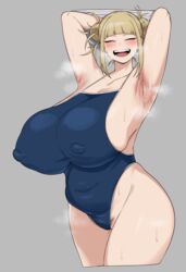 1girls armpits arms_up big_breasts blonde_female blonde_hair blush breasts cham22 cleavage erect_nipples female female_only himiko_toga hyper_breasts large_breasts my_hero_academia nipple_bulge open_mouth open_smile sharp_teeth simple_background smile solo solo_female steam sweat thick_thighs voluptuous wide_hips yellow_eyes rating:Explicit score:92 user:Who1Am