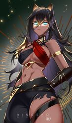 animal_ears black_hair cat_ears dark-skinned_female dark_skin dehya_(genshin_impact) female genshin_impact hair_between_eyes highres long_hair looking_at_viewer oerba_yun_fang ringeko_chan skin_fang solo rating:Questionable score:132 user:Polio101