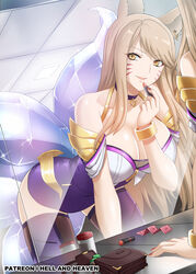 9_tails ahri alternate_costume alternate_hair_color alternate_hairstyle animal_ear_fluff animal_ears animal_girl big_breasts blonde_hair breasts busty child_bearing_hips cleavage clothing crystal_tail curvaceous curves curvy curvy_body curvy_female curvy_figure curvy_hips eyelashes eyeliner eyeshadow facial_markings female fluffy fluffy_ears fox fox_ears fox_girl fox_tail hellandheaven hips hourglass_figure huge_breasts humanoid inner_ear_fluff k/da_ahri k/da_series kemonomimi kitsune large_breasts league_of_legends light-skinned_female light_skin lips lipstick long_hair multiple_tails nine_tailed_fox pale-skinned_female pale_skin riot_games tail thighs vastaya video_games voluptuous wide_hips yellow_eyes rating:Explicit score:77 user:LewdVesani