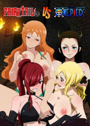 4girls areola areolae big_breasts black_eyes black_gloves black_hair black_legwear blonde_hair blue_eyes blush breasts brown_eyes crossover dominatrix elbow_gloves erect_nipples erza_scarlet fairy_tail female female_only hair hair_over_one_eye latex latex_gloves latex_legwear legwear long_gloves long_hair lucy_heartfilia nami nico_robin nipples one_piece orange_hair ponytail red_hair rating:Explicit score:119 user:Warrior1426