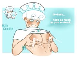 1boy areolae big_areola big_pecs blush breast_grab cookie_run dialogue english_text grabbing_own_breast hair half-closed_eyes heart-shaped_pupils horny human humanized humanoid lactating lactation male male_lactation male_only marshii_lewds milk milk_cookie milk_squirt muscular muscular_male nipples pecs presenting presenting_breasts short_hair smile solo tagme white_hair rating:Explicit score:47 user:Isa808