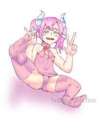 1girls chibidoki clothed double_peace_sign double_v feet foot_fetish foot_focus horns indie_virtual_youtuber pink_hair sitting suharuto_(artist) tagme twitch virtual_youtuber vtuber rating:Questionable score:34 user:lightswitch4th