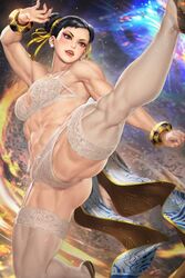 1girls abs big_breasts breasts cameltoe capcom chun-li female female_only fit fit_female garter_belt garter_straps large_breasts lingerie muscles muscular muscular_female neoartcore solo stockings street_fighter street_fighter_6 thick_thighs rating:Explicit score:105 user:Crcole331