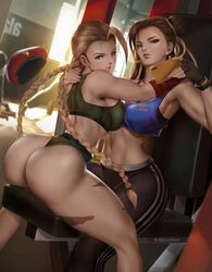 2girls big_ass big_butt blonde_hair bubble_butt cammy_white chun-li felox08 gym gym_clothes realistic selfie short_shorts sports_bra street_fighter thick_thighs rating:Safe score:217 user:IPfreely