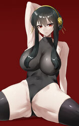 1girls 2022 absurd_res assassin black_hair black_leotard breasts female female_only highleg_leotard hips huge_breasts kataku_musou leotard long_hair red_eyes simple_background slim_waist spread_legs spy_x_family thick_thighs thighs thorn_princess wide_hips yor_briar yor_forger rating:Questionable score:80 user:ZetaReborn