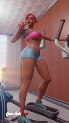  1girls fortnite ghoulishxxx gym ocean_(fortnite) sports_bra workout  rating:explicit score: user:fn__slut