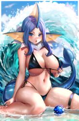 1girls 2022 absurd_res big_breasts bikini black_bikini blue_eyes blue_hair breasts eeveelution enmanuelart20 female female_only fins gijinka hips huge_breasts humanized humanized_pokemon long_hair looking_at_viewer nintendo pokémon_(species) pokeball pokemon slim_waist thick_thighs thighs vaporeon water wet wet_body wet_breasts wide_hips rating:Questionable score:59 user:ZetaReborn