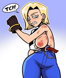 android_18 breasts clothing damaged_clothes dragon_ball dragon_ball_super dragon_ball_z large_breasts nipples shamefuldisplay torn_clothes rating:Explicit score:40 user:MrDeez