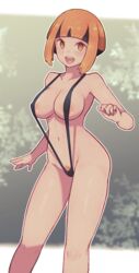 1girls breasts female gardenia_(pokemon) lamb-oic029 looking_at_viewer open_mouth pokemon pokemon_dppt pubic_hair sling_bikini solo rating:Explicit score:120 user:EricCottle