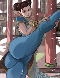 1girls 2022 arachnart artist_signature ass ass_focus ass_shot athletic_female breasts brown_eyes brown_hair brunette bubble_butt capcom china_dress chun-li dumptruck_ass female female_only fit_female hi_res huge_ass large_breasts leggings one_leg_up outdoors presenting_hindquarters short_hair standing_on_one_leg street_fighter street_fighter_6 stretching thick thick_thighs thighs thunder_thighs twin_buns rating:Questionable score:212 user:ZetaReborn