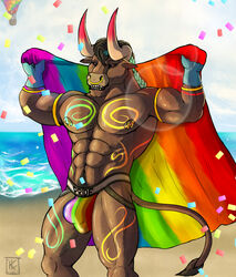 1boy abs anthro asterius_(hades) bedroom_eyes big_penis black_hair black_nipples bovid bovine brown_body brown_fur cattle clothing european_mythology facial_piercing fur gay genitals gloves greek_mythology hades_(game) hair handwear hi_res horn jockstrap jockstrap_only kirlanlion lgbt_pride looking_at_viewer male male_only mammal minotaur muscular muscular_anthro muscular_male mythology narrowed_eyes nipple_piercing nipples nose_piercing nose_ring pecs penis piercing pompadour pride_colors pubes red_eyes ring_piercing seductive solo underwear rating:Explicit score:21 user:bot