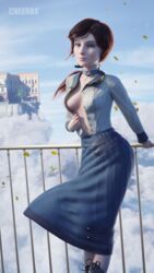 1girls 2022 3d alternate_version_available bioshock bioshock_infinite blouse blue_eyes blue_skirt boots brown_hair cheerax choker cleavage clothed clothing collar depth_of_field elizabeth_comstock eyelashes eyeliner fanart female female_only long_hair long_skirt makeup medium_breasts nipples no_bra open_shirt outdoor outdoors outside pale-skinned_female pale_skin ponytail shirt skirt slushe_(website) solo solo_female standing unbuttoned unbuttoned_shirt white_shirt rating:Explicit score:93 user:stopbeingabrokenwebsite