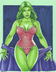 1girls 2008 artist_logo babydoll big_breasts blue_background chris_foulkes clothed color curvaceous curvy curvy_female curvy_figure drawn female female_only green_body green_eyes green_hair green_skin hourglass_figure hulk_(series) lingerie looking_at_viewer marvel marvel_comics nightie panties she-hulk solo solo_female tagme voluptuous voluptuous_female rating:Questionable score:23 user:randomaccount0897