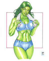 1girls 2008 abs artist_logo big_breasts chris_foulkes clothed curvaceous curvy curvy_female curvy_figure female female_only fit fit_female green_body green_eyes green_hair green_skin hourglass_figure hulk_(series) long_fingernails long_hair looking_at_viewer marvel marvel_comics navel she-hulk short_shorts solo solo_female sports_bra sports_shorts tagme toned toned_female voluptuous voluptuous_female white_background workout_clothes rating:Questionable score:14 user:randomaccount0897