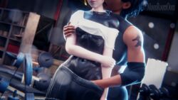 2girls 3d 3d_(artwork) biting_lip blizzard_entertainment bodysuit crop_top d.va dark-skinned_female fingering fingering_partner fingering_under_clothes gym hand_in_pants intimate leather licking moonroomoom overwatch pharah seductive short_hair shorts sports_bra sportswear underboob yuri rating:Explicit score:60 user:MoonRoomOom