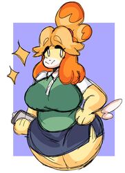 1girls 2d animal_crossing anthro anthro_only big_breasts breasts canine chubby clothed clothing dog dork_boi female fully_clothed furry highres huge_breasts isabelle_(animal_crossing) lewd_dorky nintendo no_humans office_lady skirt_lift solo tagme thick_thighs wide_hips rating:Safe score:57 user:conmazda