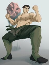 avatar_the_last_airbender bending bolin bulge clothing earthbending male male_only muscles muscular muscular_male neppikun nickelodeon posing smooth_skin spread_legs teen_boy the_legend_of_korra rating:Questionable score:27 user:holymolygay