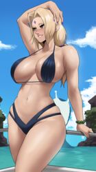 1girls 2023 absurd_res bikini black_bikini blonde_female blonde_hair boat breasts brown_eyes echosaber female forehead_mark hips huge_breasts long_hair mature_female naruto naruto_(series) naruto_shippuden on_boat outdoors slim_waist smile thick_thighs thighs tsunade wide_hips rating:Questionable score:583 user:ZetaReborn